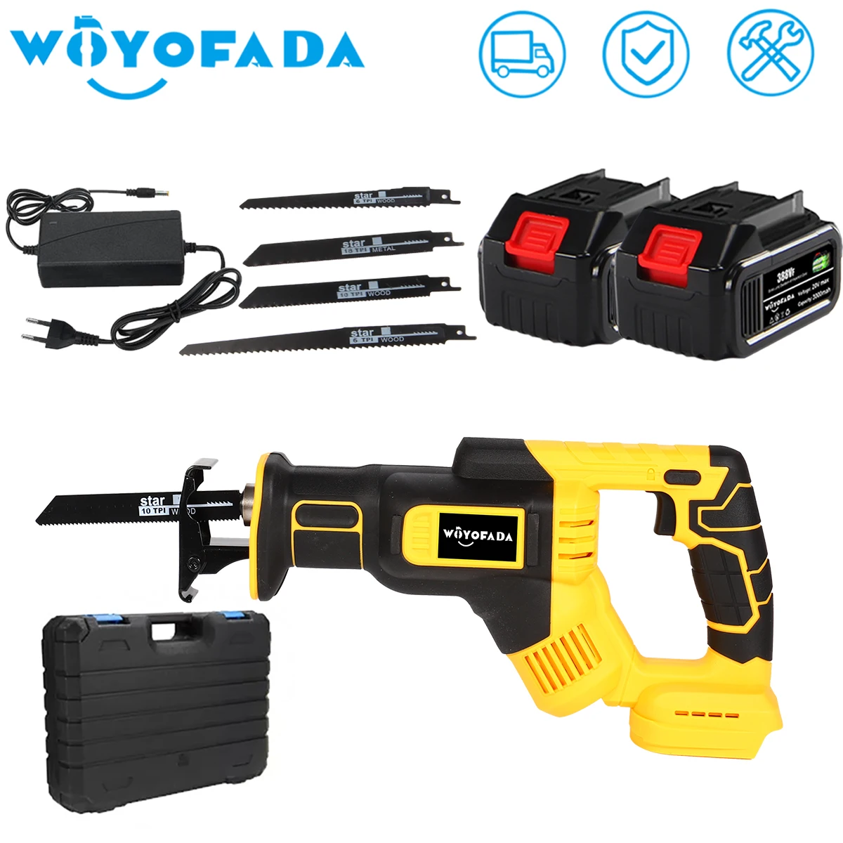 

Cordless Reciprocating Saw Electric Saw 4Pcs Saw Blades Metal Wood Cutting Machine With Plastic Box for Makita 18V Battery