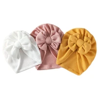 waffle knit baby hat turban for kids headwrap solid color soft children turban baby girl hat newborn summer caps beanie bonnet