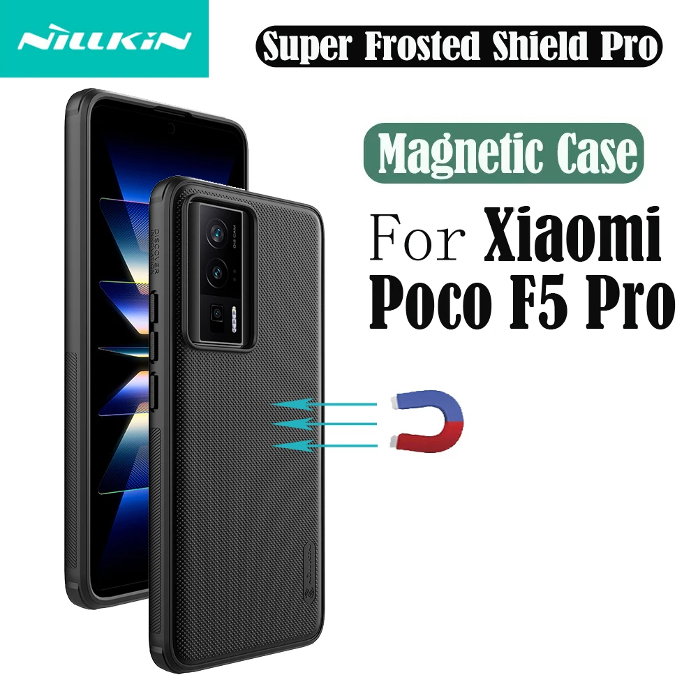 Чехол MagSafe для Xiaomi Poco F5 Pro, чехол Nillkin Frosted Shield Pro, рамка из ТПУ, ПК, магнитный беспроводной зарядный чехол для Poco F5 Pro