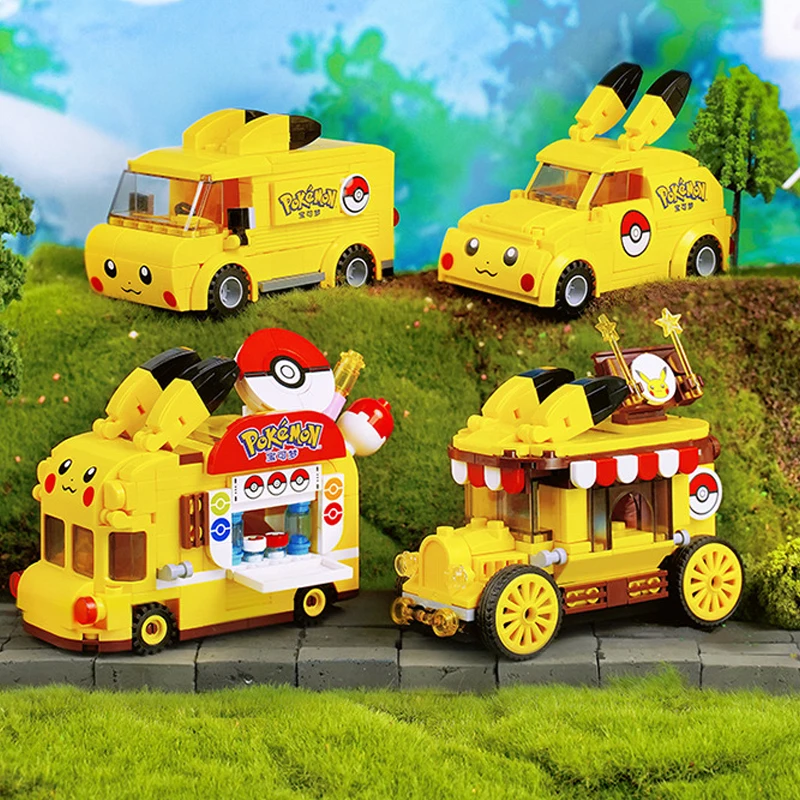 

Pokemon Assemble Pikachu Blocks Mini Building Block Car Toys Model Boy Gifts Peripheral Products Unisex