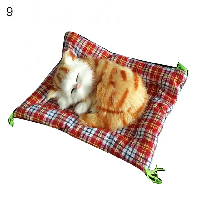 Имитация милой кошки котенка звук плюшевая кукла игрушка с ковриком для сна  домашний декор | AliExpress