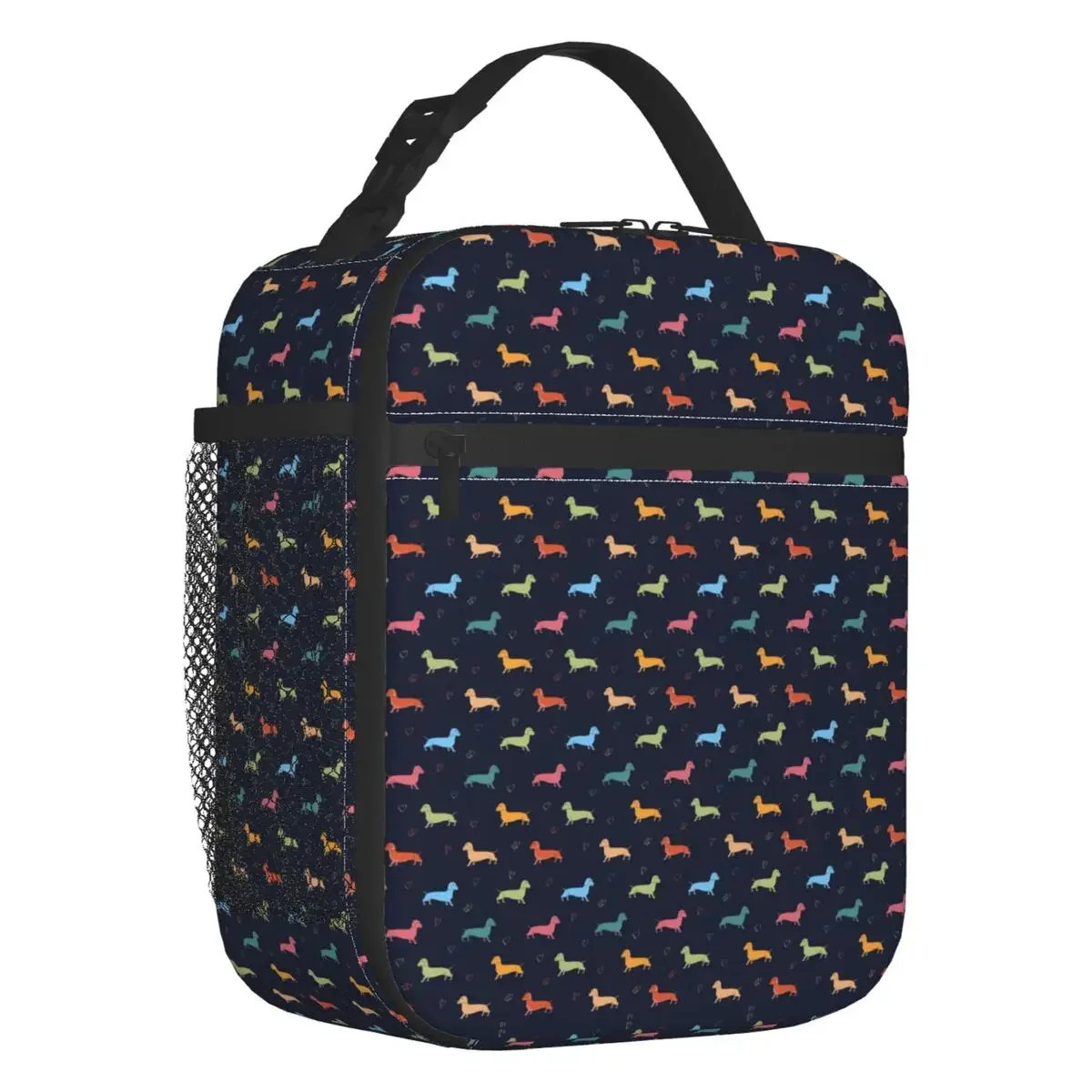 

Multicolour Sausage Dog And Hearts Insulated Lunch Bag Dachshund Badger Puppy Cooler Thermal Lunch Tote Office Work School