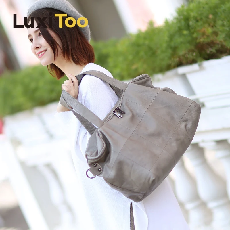 Genuine Leather Travel Bags Women Tote Bags Large Capacity Shoulder Bag Casual Messenger Bags Trip Totes Cowhide High Quality