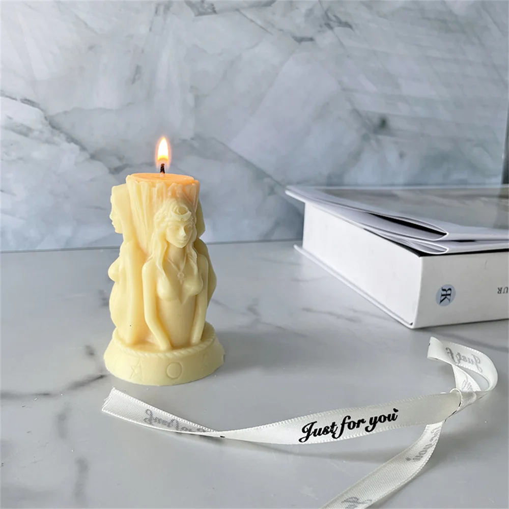 

Witch Goddess Candle Mould DIY Cylindrical Pregnant Woman Old Witch Silicone Candle Mould Handmade Resin Plaster Making Crafts