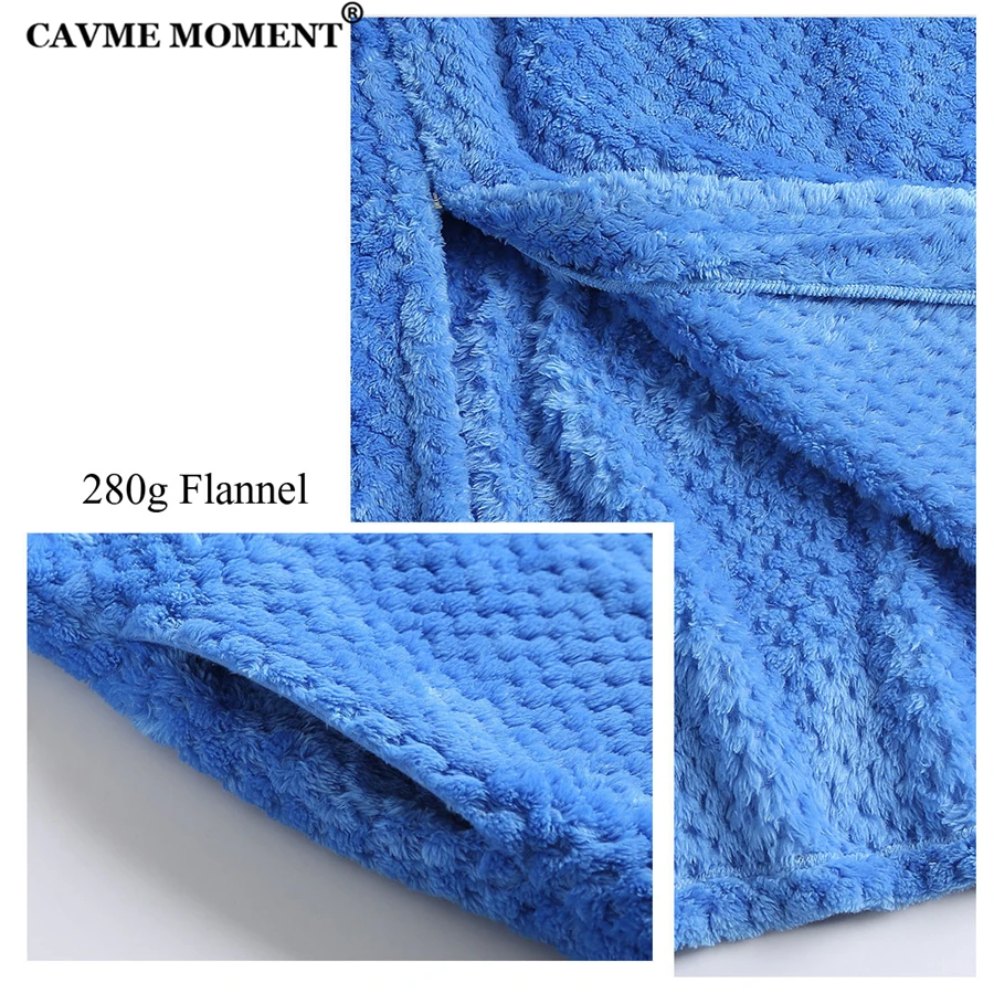 CAVME Plus Size Zipper Flannel Robe for Lover Pregant Ladies Kimono Winter Bathrobe Nightgown Custom Letters Men's Long Robe