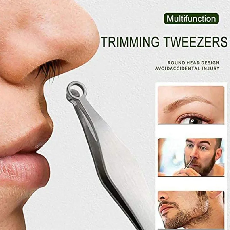 

Universal Nose Hair Trimming Tweezers Stainless Steel Eyebrow Nose Hair Cut Manicure Facial Trimming Makeup Scissors Trimmer