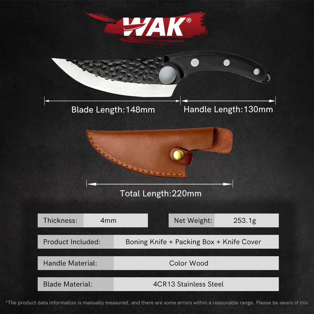 WAK Handmade Forged Kitchen Cleaver Knives Curved Pakkd Wood Handle 4Cr13 Stainless Steel Knife For |