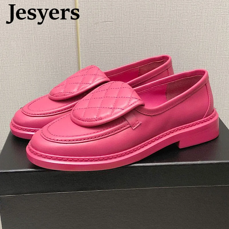 

Лоферы женские из натуральной кожи, на плоской подошве, с круглым носком, металлическая пряжка, Декор, с глубоким вырезом, универсальные туф...