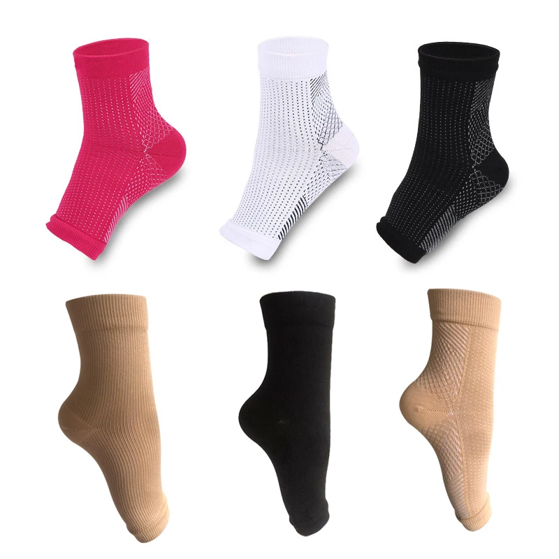 1 Pair Men Women Unisex Open Toe Compression Foot Ankle Sleeve Anti Fatigue Medical Middle Tube Socks for Swelling Plantar |