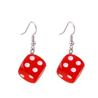 3d dice earrings personality trend disco nightclub dangle earrings