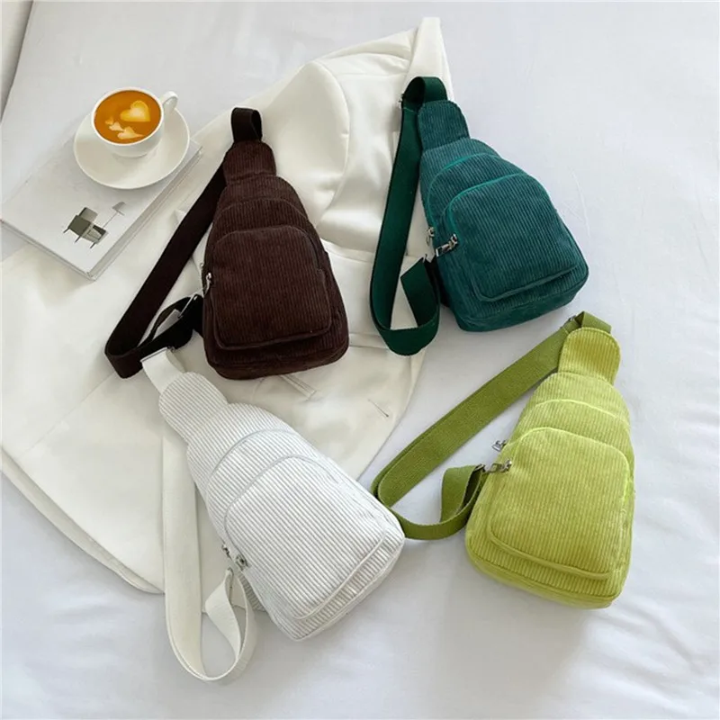 

Corduroy Women's Chest Bag Pure Color Women's Bag Good Quality Shoulder Bag Casual Women's Crossbody Bag Fashion Female Bag