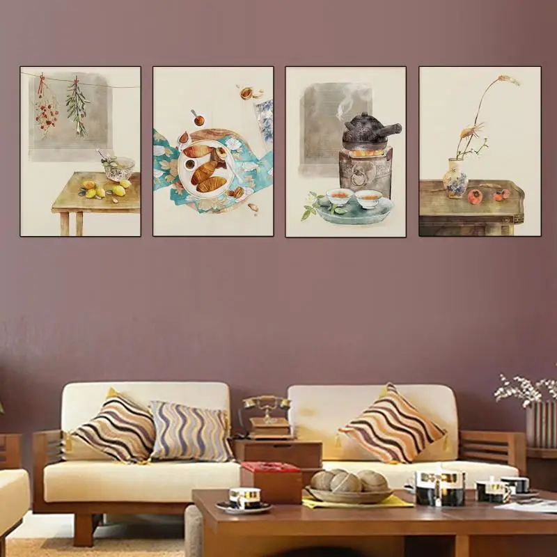 

New Chinese Style Traditional Painting Canvas Poster and Prints Kitchen Dining Room Living Room Decor Modern Home Decor Wall Art