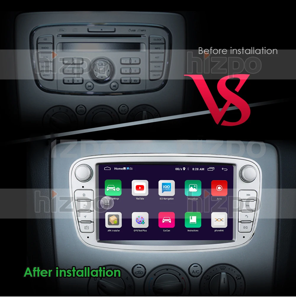 Автомобильный радиоприемник Android 10 2 Din GPS для FORD Focus S-MAX Mondeo C-MAX Galaxy 2007-2012