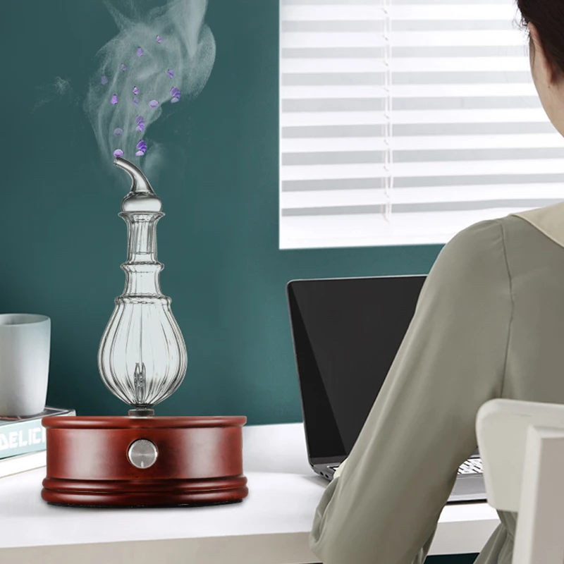 

Ali Appliance Vintage Redwooden Glass Waterless Essential Oil Diffuser Solid Cold Aromatherapy Machine Diffusers Aroma Nebulizer