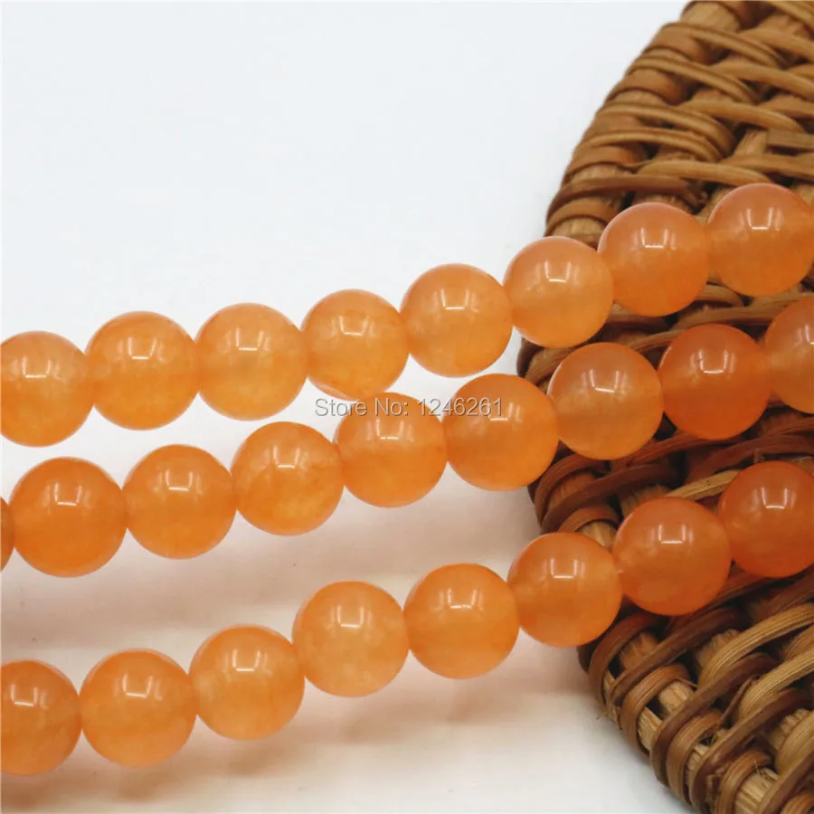 

4mm 6mm 8mm 10mm 12mm Hot Sale Orange Chalcedony Crystal Stone Loose Beads Round Diy Christmas Gifts 15inch Women Jewelry Making