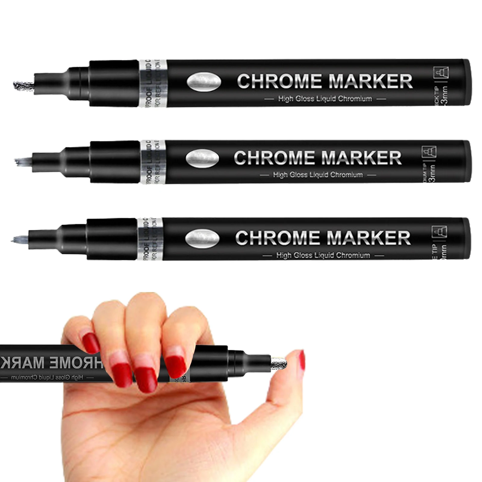 

Художественные хромированные маркеры из жидкой меди, креативные зеркальные маркеры, модель уникального бронзового маркера, ручка для ремо...