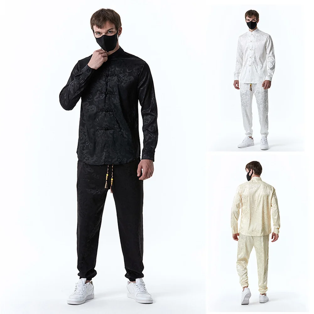 

New Men's Autumn Clothes Shirts +Pants Two Piece Set Men Shirt Sweatpants Fashion Clothing Male Causal Suits