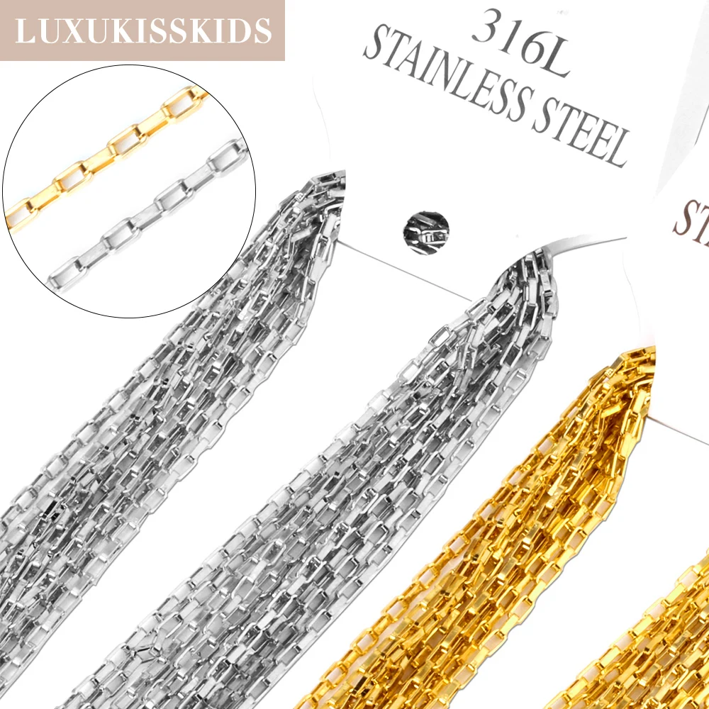 Фото Цепи из нержавеющей стали LUXUKISSKIDS, 10 шт./лот, 45-60 см, длина 2 мм, оптовая продажа, цепи для промышленной сварки, клетчатая цепь без выцветания 316L №1