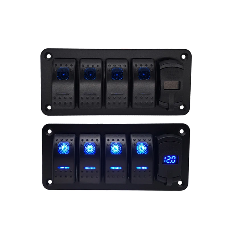 

Car Rocker Switch Panel DC 12V/24V Digital Voltmeter Dual USB Chargers Car Truck Bus Ship Marine Circuit Breaker RV