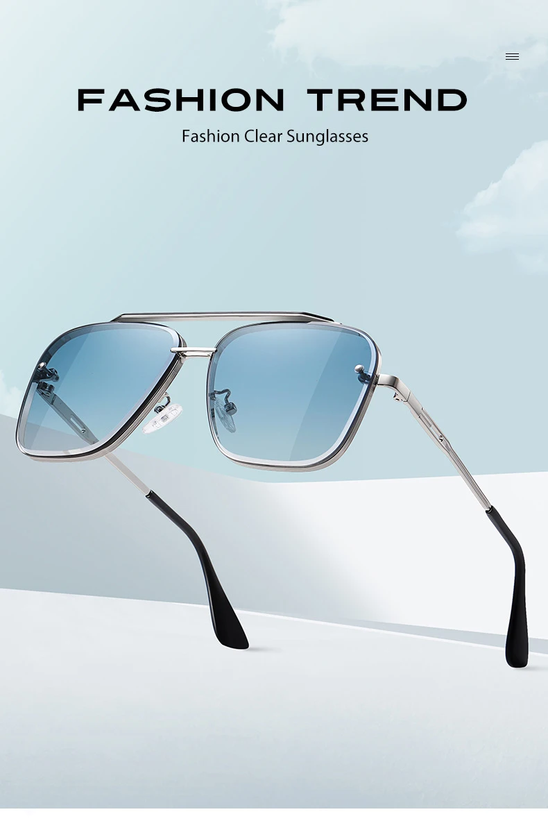

Luxury Brand Gradient Sunglasses for Men Fashion Metal Big Frame Sun Glasses Women Design Lunette De Soleil Homme UV400