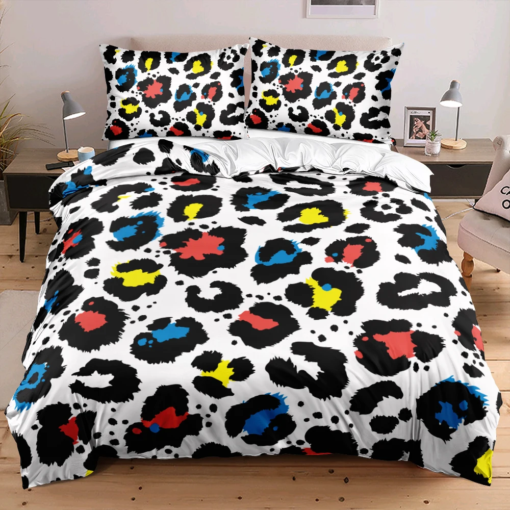 

3D Digital Leopard Comforter Bedding Set Black And White Duvet Covers Twin Double King 220x240cm Bed Linen Queen Size for Women