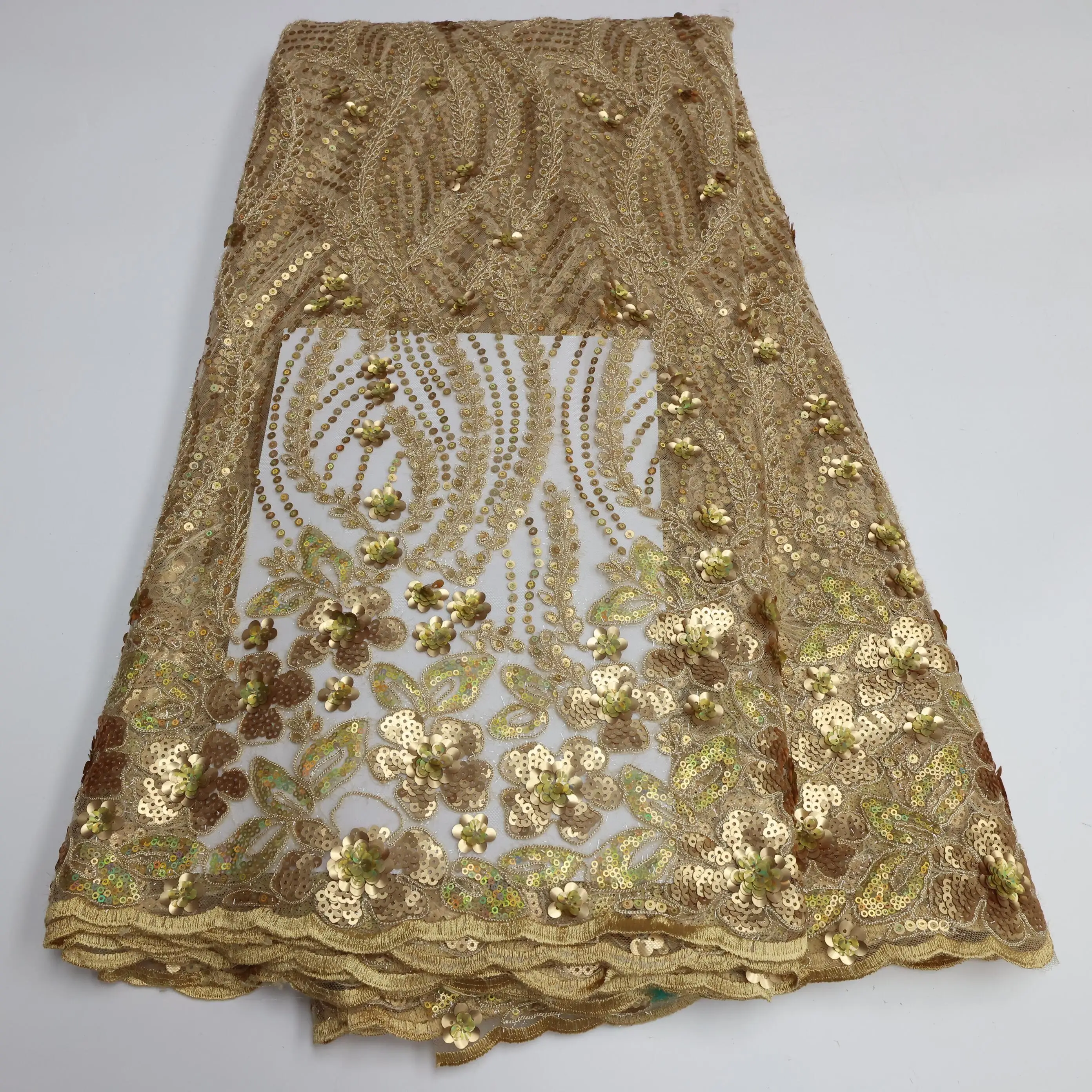 

Hot Sale African Cord Lace Fabric High Quality Water Soluble Nigerian Guipure Cord Lace For Wedding GNB1-31