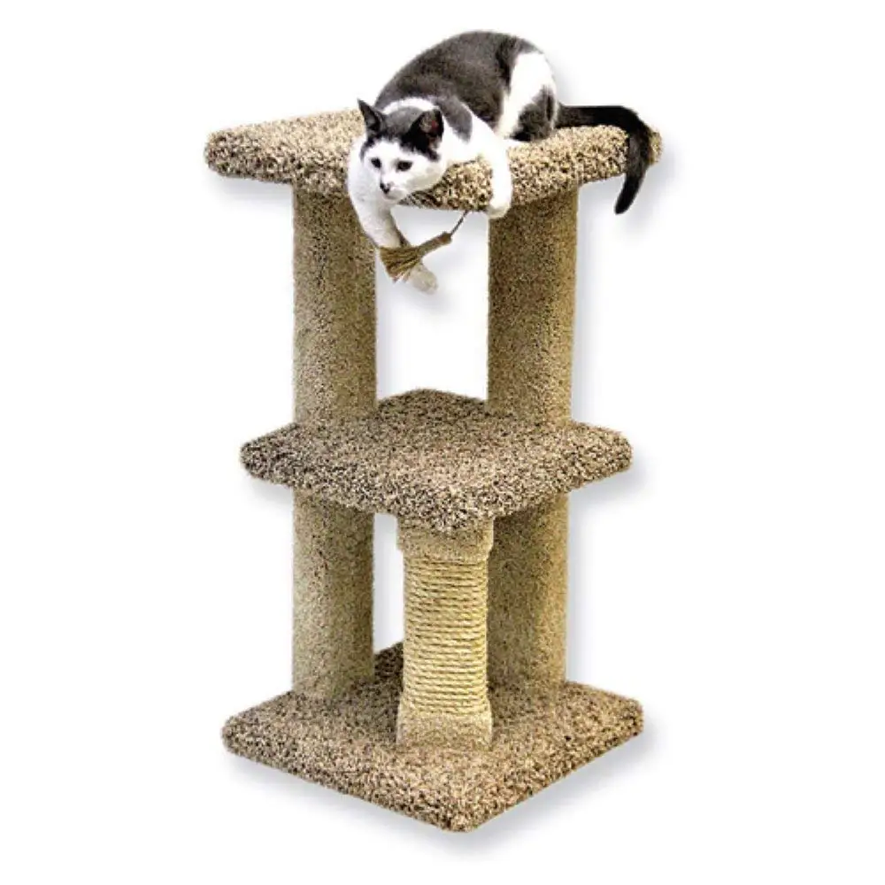 Pet Products 34-in Cat Tree & Condo Scratching Post Tower, Beige