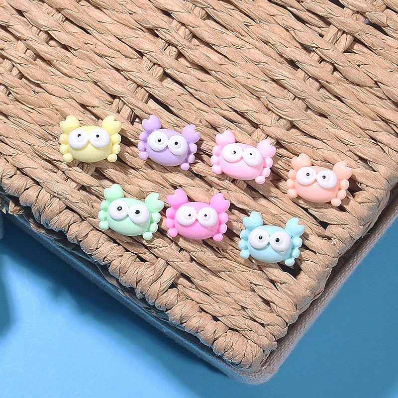 

10Pcs New Cute Mini Cartoon Crab Animal Flat Back Resin Cabochons Scrapbooking DIY Jewelry Craft Decoration Accessories