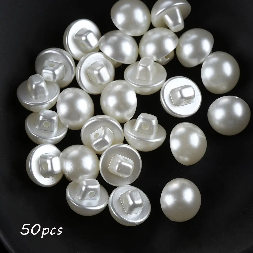 

50PCS Round Crafts DIY Garment Decorative Clothing Dress Accessories Scrapbooking Sewing Pearl Buttons