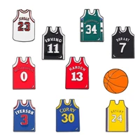 international basketball star jersey jewelry pin fashionable creative cartoon brooch lovely enamel badge clothing accessories