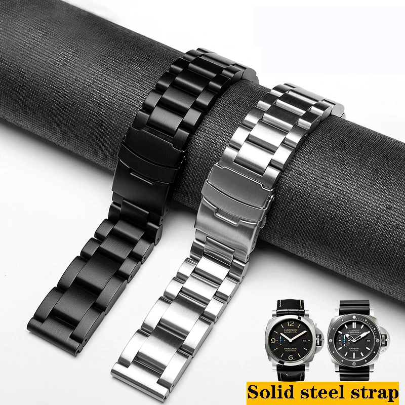 

Solid Thickened Watch Strap Steel Belt For Breitling Panerai PAM 111 441 Fine Steel Men's Watch Band 22mm 24mm 26mm watch chain