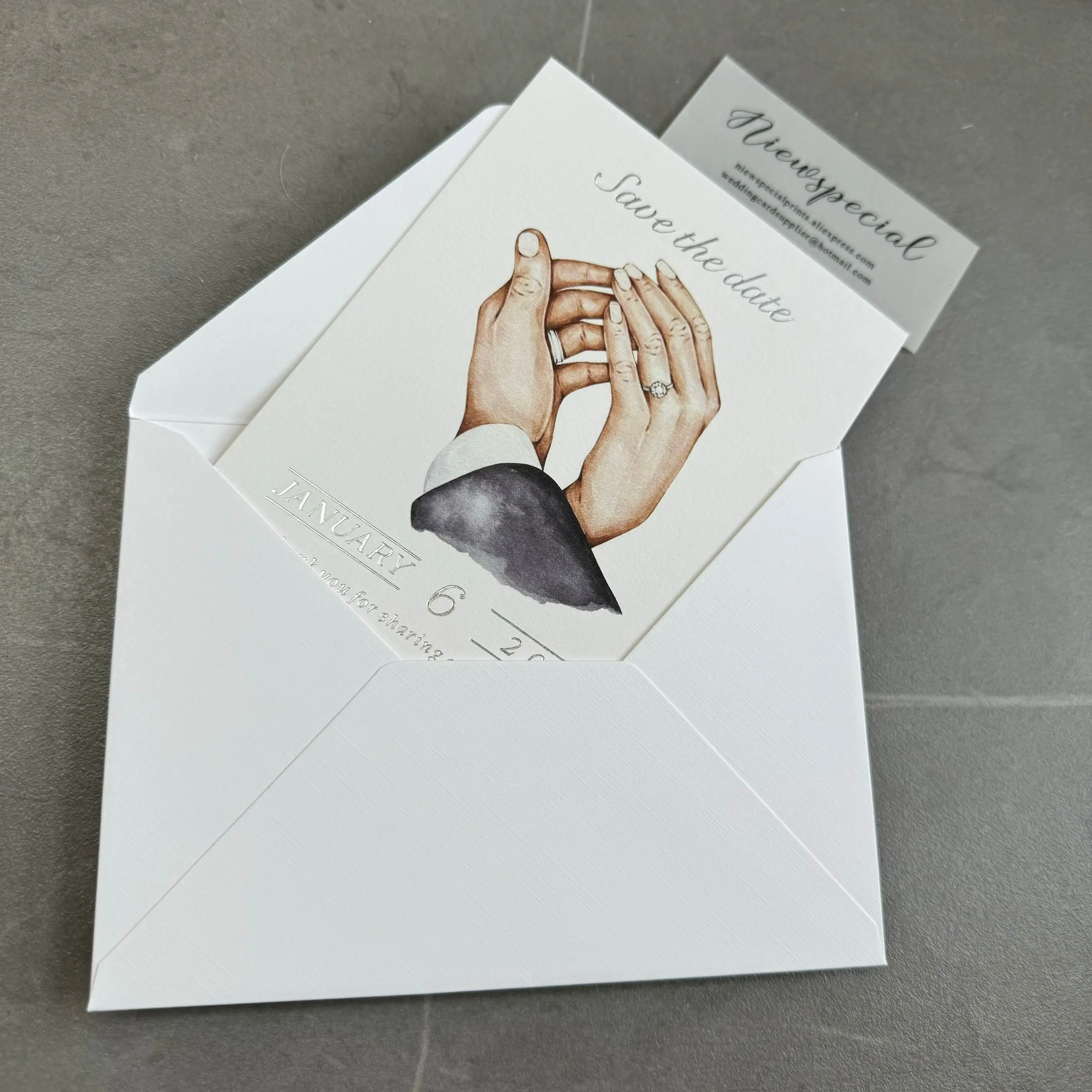 4*6 ''Серебристая фольга карты сохранить дату свадебные приглашения с