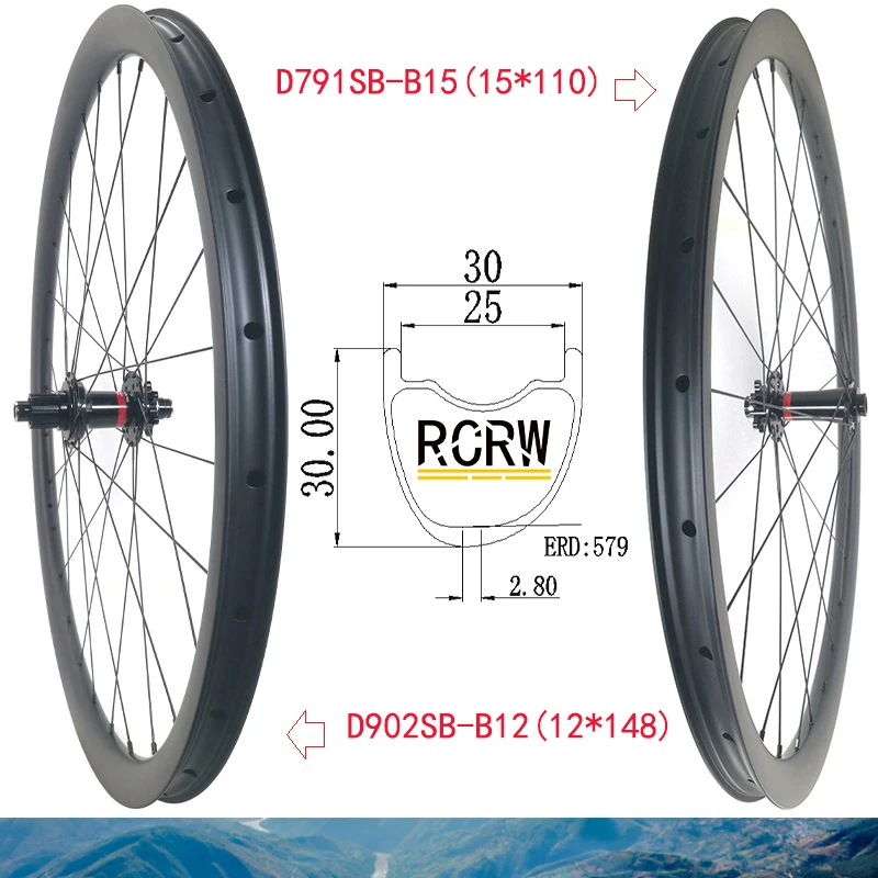 Фото Комплект колес 29er MTB XC 30*30 мм, ассиметричный обод, Ширина 30, глубина 30, Novatec Boost D791SB-B15 D902SB-B12 Microspline 12S Hub №1