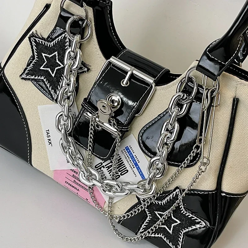 Женская сумка Y2k разных цветов черная через плечо с аппликацией в виде звезд