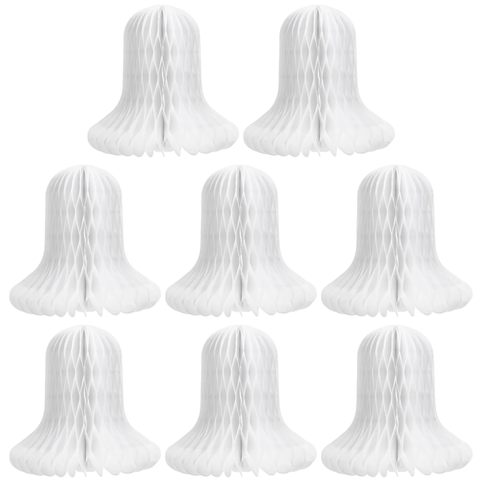

8Pcs Christmas Bell Shape Paper Ornament Hanging Pendant Festival Honeycomb Design Props
