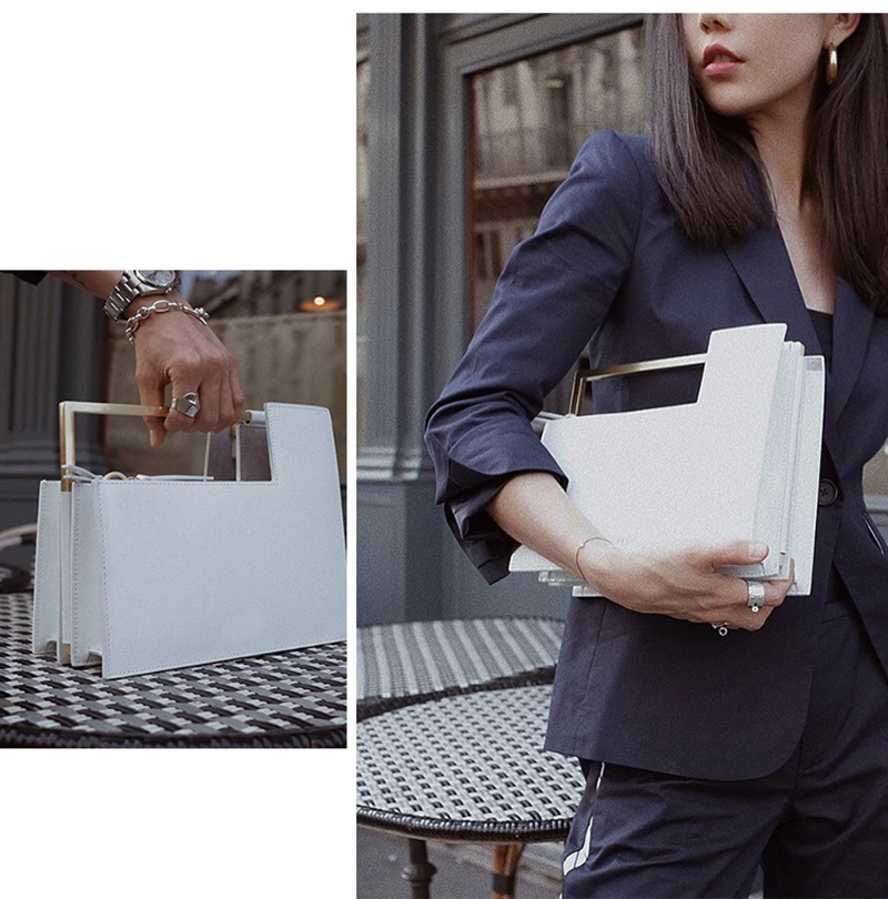 New trendy and trendy metal rod organ bag, fashionable portable one shoulder crossbody bag, women's bag, small square bag