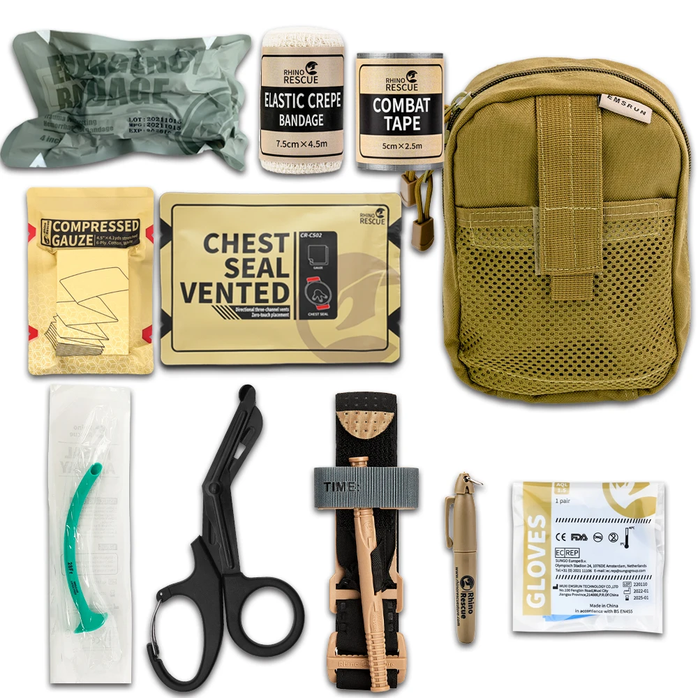 RHINO Survival First Aid kit  Supplies for SOS Emergency Hiking Hunting Disaster Camping dventures IFAK Emergency Trauma Kit