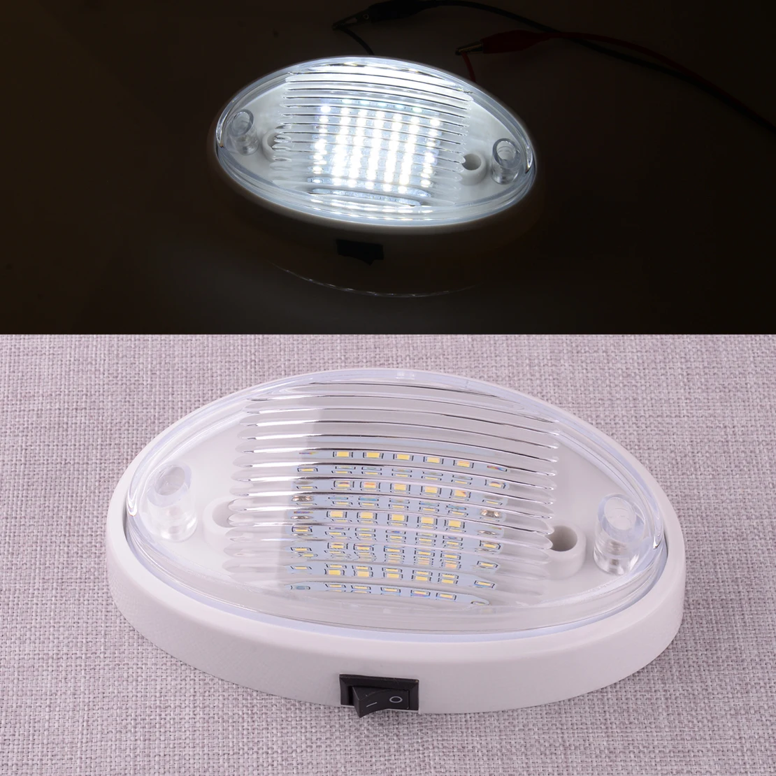 

12V Oval Ceiling Dome Light LED Lamp On-Off Switch Universal for RV Camper Motorhome Caravan Awning