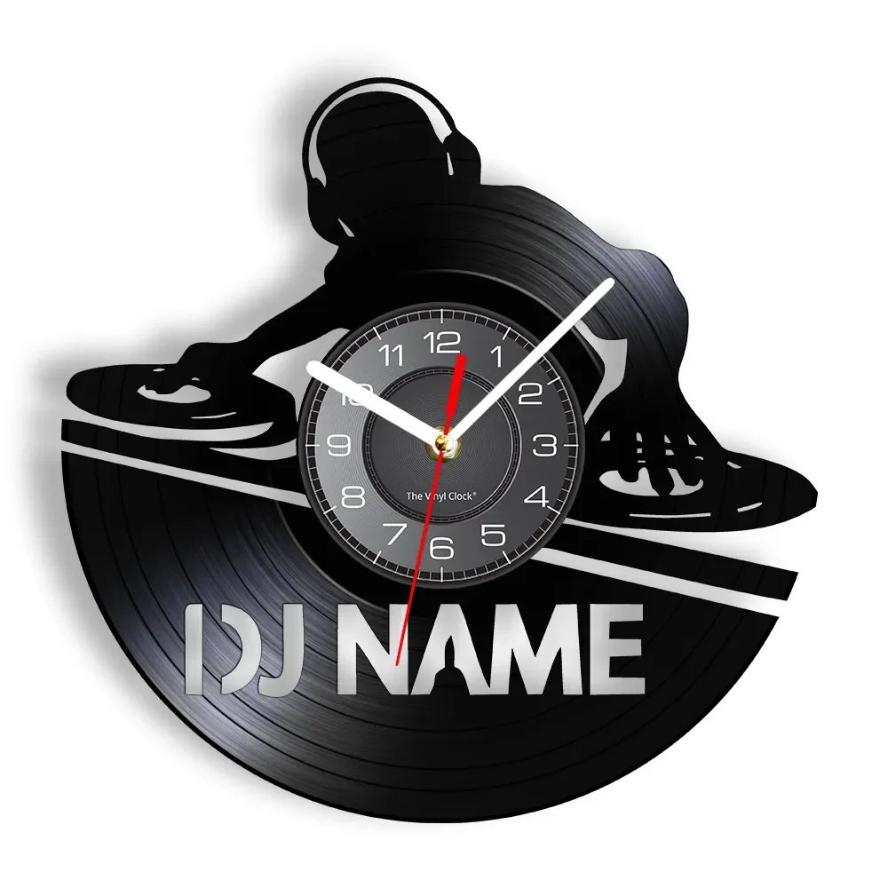 

Personalized DJ Custom Name Vinyl Record Wall Clock Rock and Roll Music Singer Artist Bar Pub Decor Unique Music Retro Gift