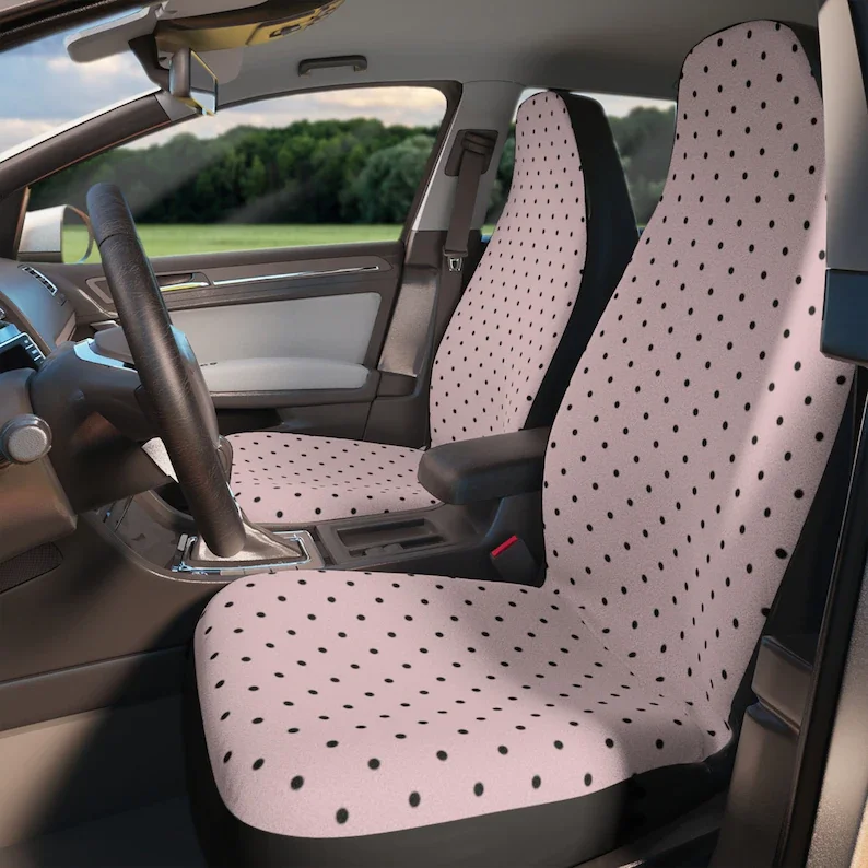 

Pink Nude Seat Cover for Car Full Set, Polka Pin Dot Car Seat Cover Set for Women, Elegant Seat Cover for Vehicle, Front Seat Ba