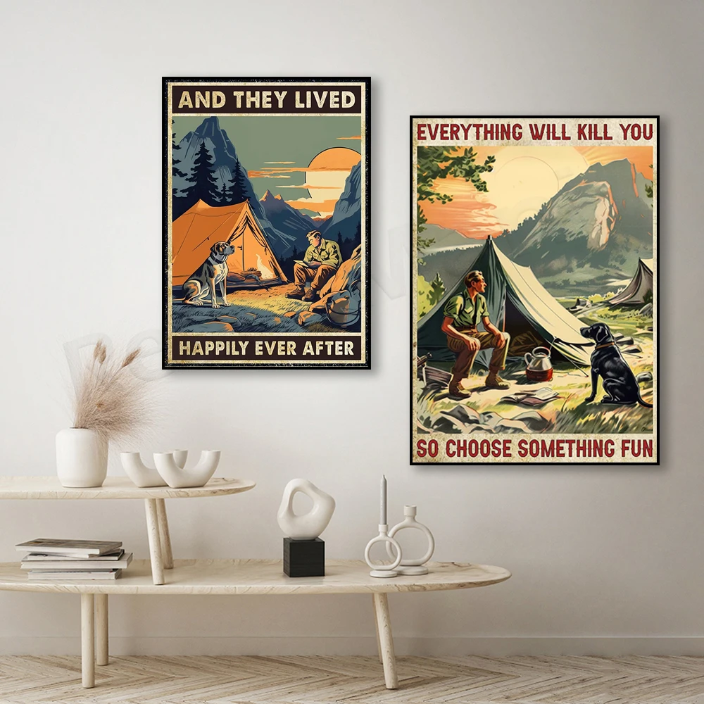 Плакат &quotМужской кемпинг с собакой&quot ReachMani