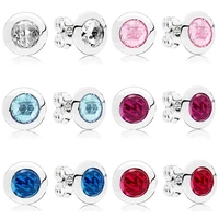authentic 925 sterling silver signature sparkling legacy with crystal stud earrings for women wedding gift pandora jewelry