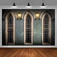 Vintage Castle Wall Photography Backdrop Stone Arched Door Windows Wall Background Studio Props Party Old Style Pictures Video