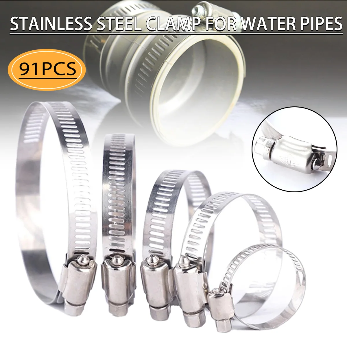 

91 шт., зажимы для шланга из нержавеющей стали
