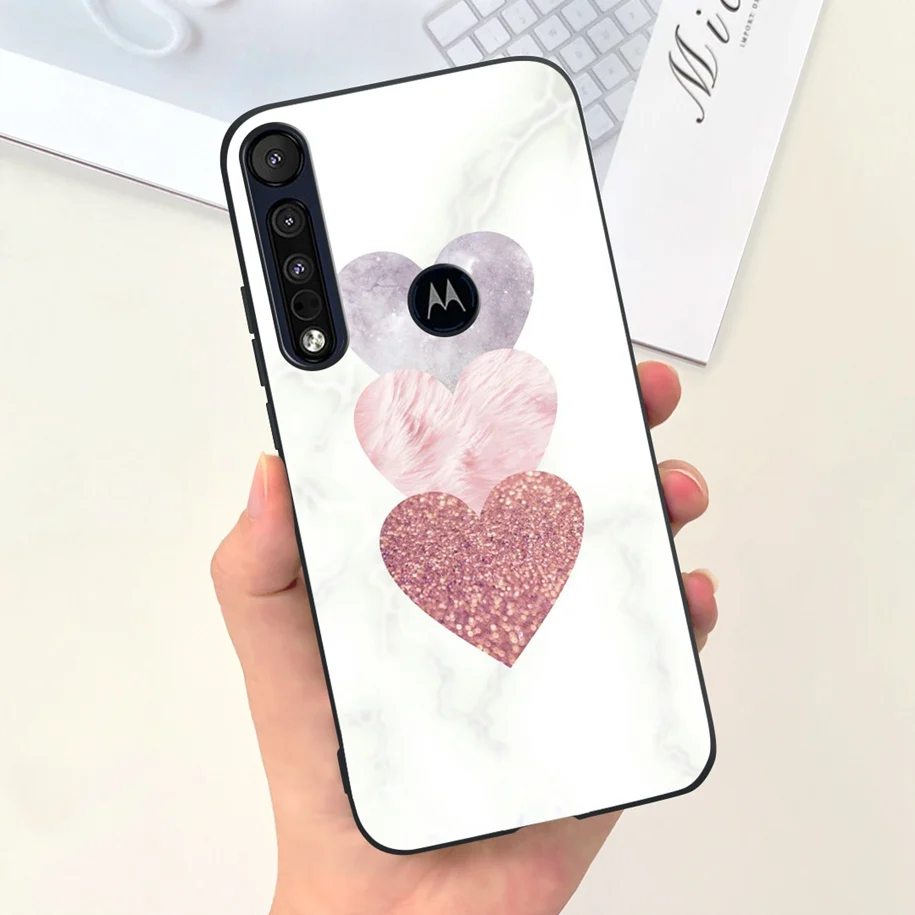 Чехол для Motorola One макросъемки новинка модные чехлы с цветами и мрамором Черная