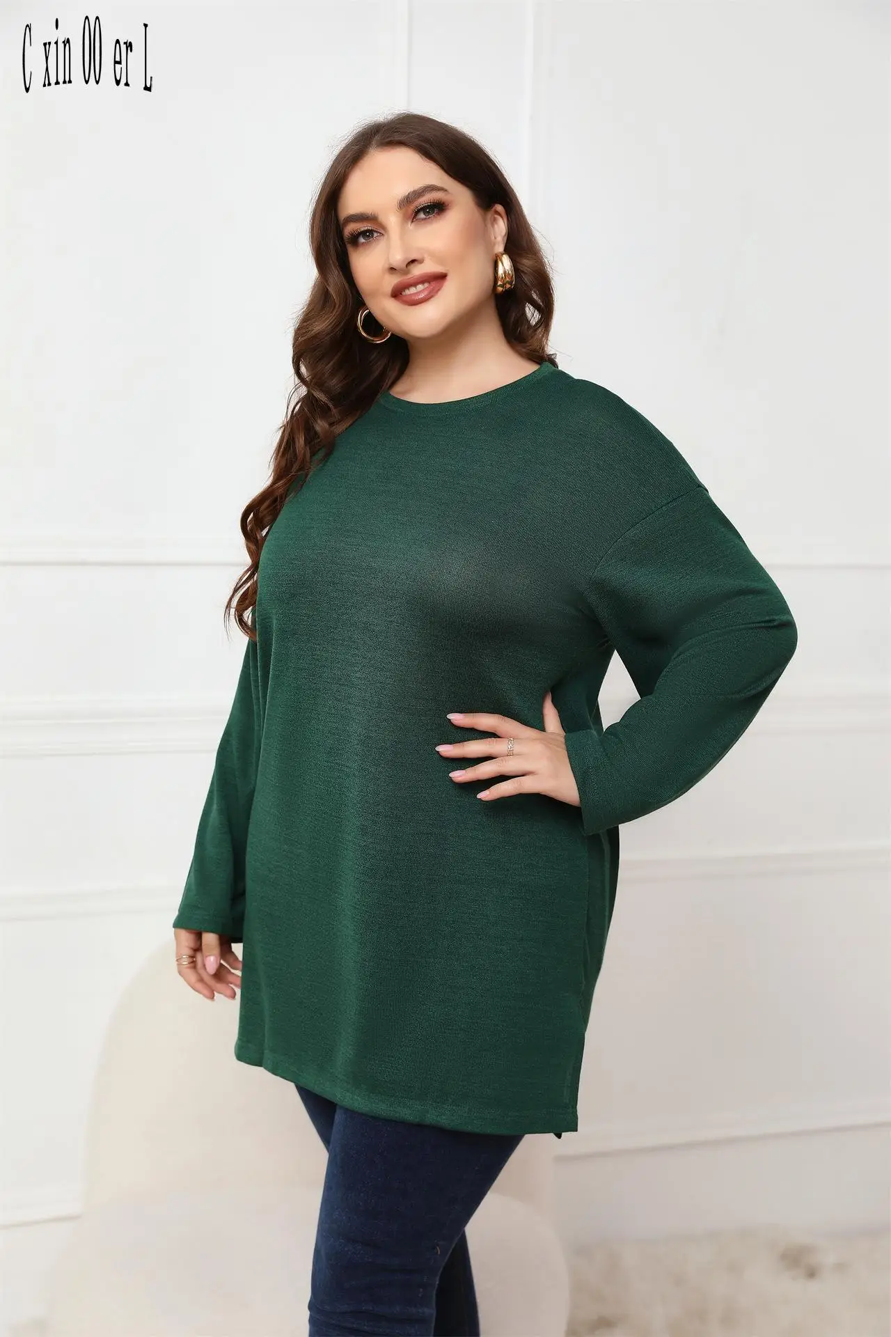 

Plus Size Xl-4xl Fashion Spring New European American Women Long Sleeved Top Bloom Mother Clothes