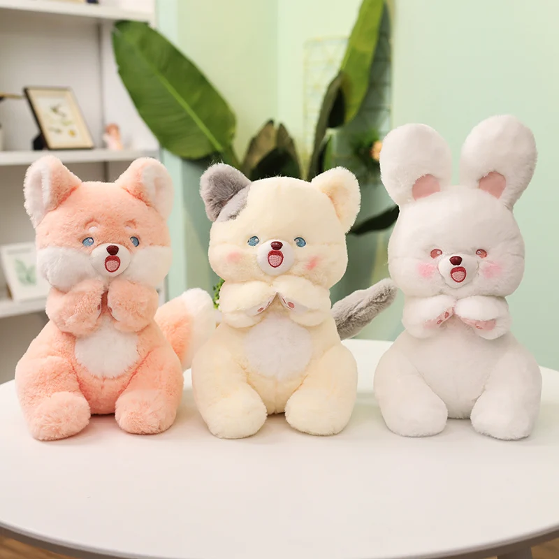

35/45/65cm Cute Beckon Rabbit Plush Toy Kawaii Stuffed Animal Bunny Plushies Doll Anime Bear Fox Soft Kids Toys for Girls Gifts