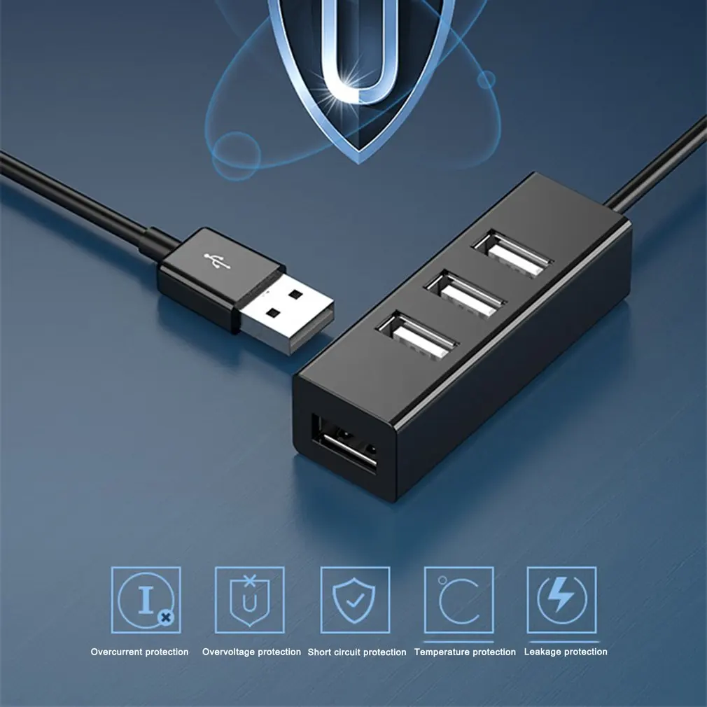 

30cm USB 2.0 Splitter 4 Ports High-speed Expansion Delayed Four USB Hub Power Supply Port Hubs Computer Adapter Support OTG