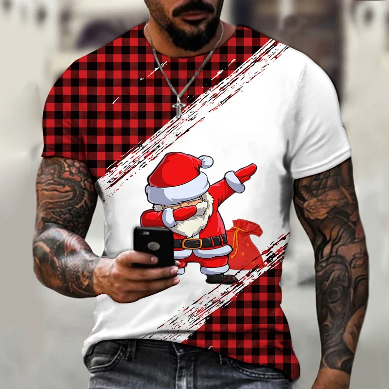 

Men's Summer Short sleeve Christmas Print T-shirt Male Sports Running tshirt Fitness Gym t shirt Tee Tops Streetwear Clothes