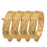 luxury dubai gold color bangles for women girls african bracelet wedding jewelry bride flower for women